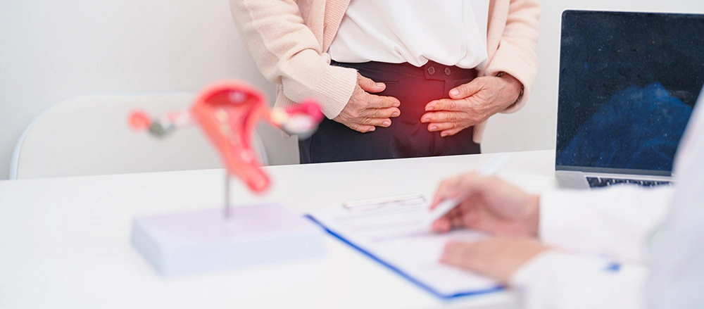 A patient visiting a gynaecologist for endometriosis discomfort